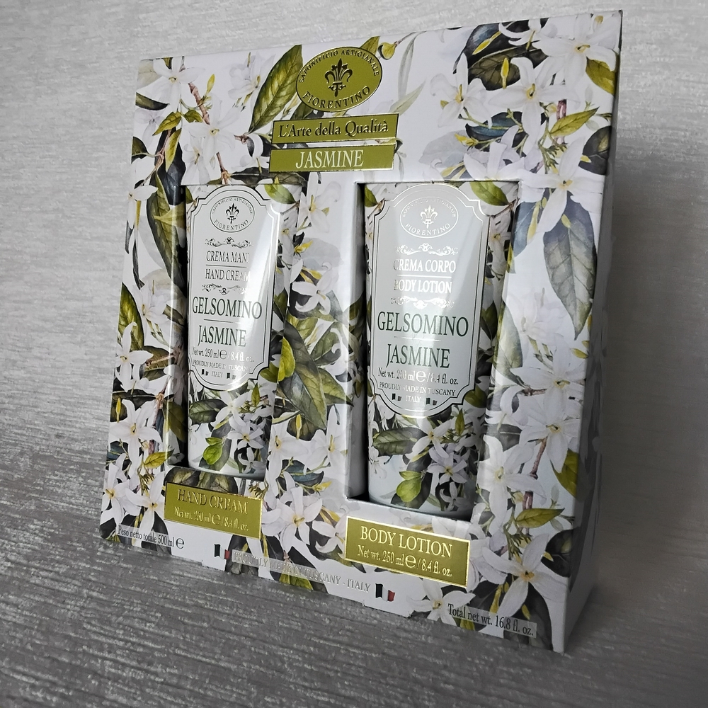 L'Arte Jasmine Scented Italian Hand Cream and Body Lotion Set, 8.4 Oz Tubes New - Picture 2 of 12